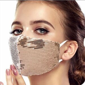Gold Designer Sequin Face mask